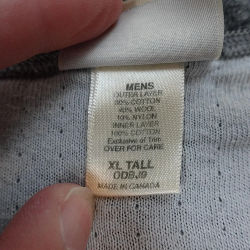 L.L. Bean Union Suit Mens XL Tall Gray Thermal Underwear Canada Long Johns